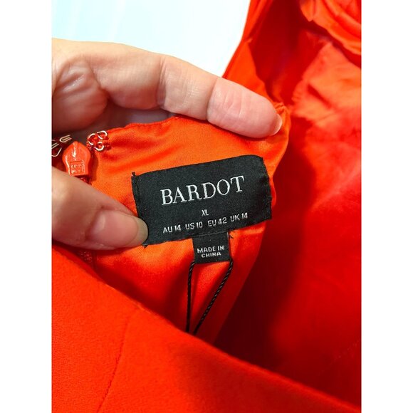 Bardot Vienna Fire Red Midi Dress Size 10 With Cutout Detail Adjustable Straps - Picture 6 of 10